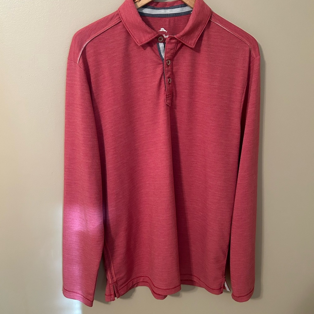 Tommy Bahama Red Long Sleeve Polo Shirt